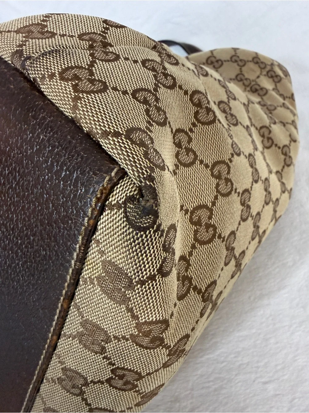 Gucci Beige and Dark Brown GG Canvas Tote